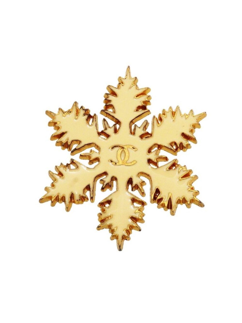 Chanel Brooch CC Logo Gold Plated Beige